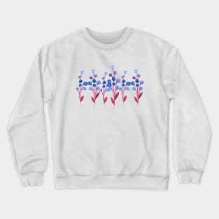 Blue and Red Watercolor Wild Flower Crewneck Sweatshirt